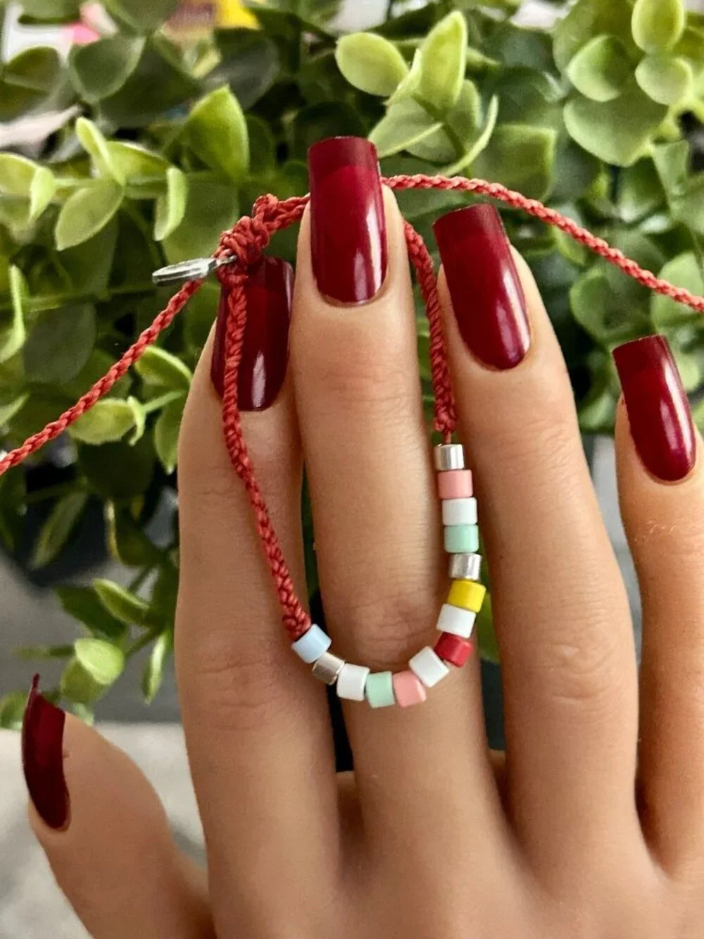 Pura Vida Red Cord with Beads Bracelet‎